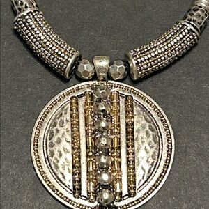 Ruby Rd. Silver and Gold Textured Pendant Necklace